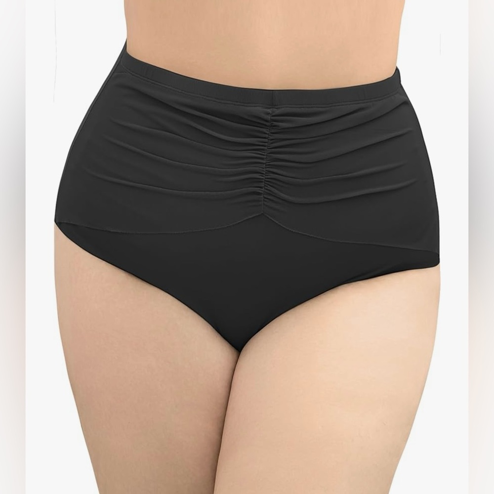 High Waisted Bikini Bottoms Ruched Swimsuit Bottom Tummy Control Full Coverage